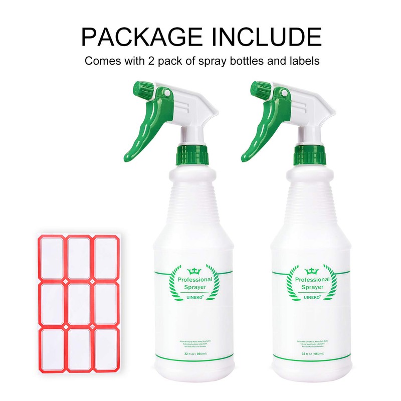 Plastic Spray Bottle 2 Pack, 32 Oz, All-Purpose Heavy Duty