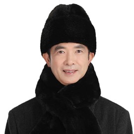 YUDATPG Men's Bomber Hats Ushanka Cossack Russian Military Hat Trapper Ski Hat for Winter Faux Fur Leather Hat Black Winter Thermal Cycling Cap for Outdoor Sports Cap Windproof Headwear, black