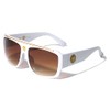 Dweebzilla Lionhead Medallion Oversized Square Sport Retro Sunglasses (White &