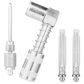 4pcs 90 Degree Grease Needle Fitting Set, Including 1 Grease Needle Nozzle, 1 Grease Needle Dispenser, 2 Grease Injector Needle with Cap, Easy to Connect to Other Suitable Couplers