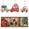 9pcs Christmas Tree Hanging Ornaments, Wooden Ornaments Finished Set, Wooden