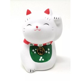 THY COLLECTIBLES Hand Painted Green Feng Shui Mini Maneki Neko Lucky Cat Fu...