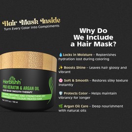 Herbishh Ultimate Shampoo Kit (3pcs Dye + 1 Argan Mask) for Smooth, Long-Lasting Grey Hair Color - Men & Women (Chestnut Brown)