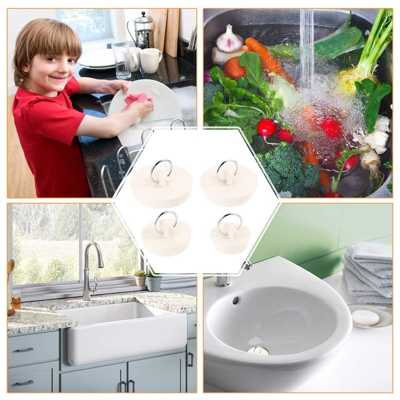 KANOSON Drain Stopper, 4 Pcs Bath Plugs Rubber Sink Plug