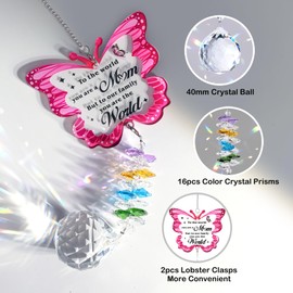 Butterfly Crystal Suncatcher Gifts for Mom Mothers Day Unique Birthday for Mom from Daughter Son Butterfly Crystal Suncatcher for Mothers Day Window Hanging