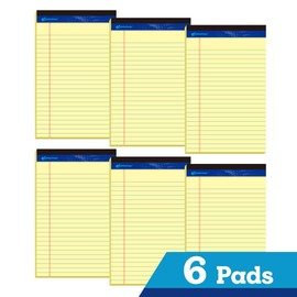 WritePads Legal Pad 5 x 8 Note Pad, College Ruled Writing Pad,Small Legal Pad, Canary Paper,6 Pack,50 Sheets Per Pad,Micro perforated Notepad,Made in the USA