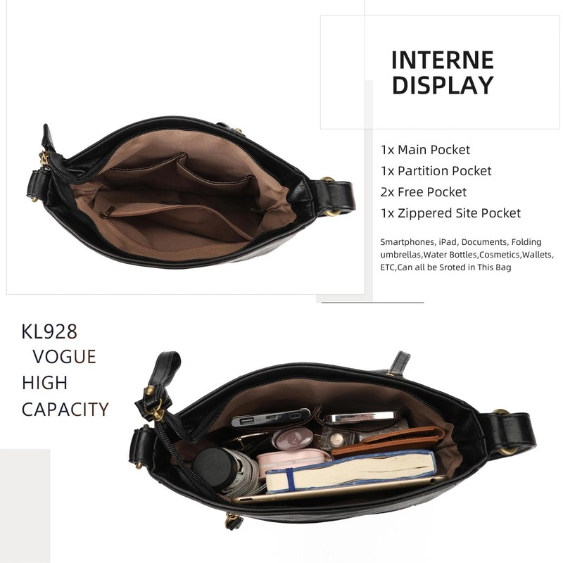 KL928 Crossbody Bags for Women, Multi Pocket Shoulder Bags, Medium
