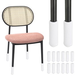 PATIKIL 12Pcs Knitted Chair Leg Floor Protector, White Furniture Chair Leg Socks Small Furniture Covers for Hardwood Floors High Elastic Reduce Noise Covers Furniture Pads for All Shapes