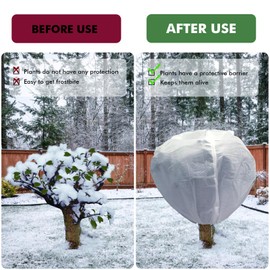 Plant Covers Freeze Protection, 2.8 oz Thick Winter Plant Covers Freeze Protection, Frost Cloth for Wrapping Trees, Garden Warm Bag with Zippers and Drawstrings (48" W x 72" H-2PACK-White)
