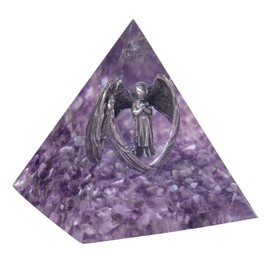 KYEYGWO Guardian Angel Crystal Pyramid Praying Stone Tower for Witchy Protection Meditation, Spiritual Gifts for Women Men, Amethyst