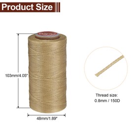 sourcing map Flat Leather Sewing Waxed Thread, 270m / 295 Yards Polyester Wax String, 150D Wax Stitching Cord for Leather Crafts, Bookbinding, Bracelets Braided, Sand Yellow