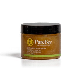 Zitronengras Körperpeeling mit Bienenwachs, Propolis & Honig | "Hi, I'm a Kickstarter!" | 2-in-1 Body Scrub: Reinigung + Lotion | Handgemacht in Baden-Württemberg | PureBee (Lemongras, 100g Tiegel)