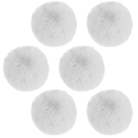 6 Pcs White Pom Poms, 7cm Faux Rabbit Fur Pom Pom Balls, Faux Fur Pom Poms for Hat, Fluffy Soft Fur Poms Balls, Pompoms for Hats, Pom Poms, for Keychain Knitting Hats DIY Scarves (White)