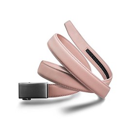 Mission Belt Womens Ratchet Leather Belt - No Holes - 30mm Patina Buckle/Rose Pink Leather Strap, Medium (Up to 33")