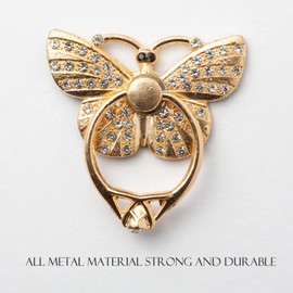 [2 Packs] Butterfly Glitter Bling Bling Phone Ring Holder, Sparkle Phone Ring Grip Artificial Diamond Stand,Rhinestone Cell Finger Ring for Phones,Pad