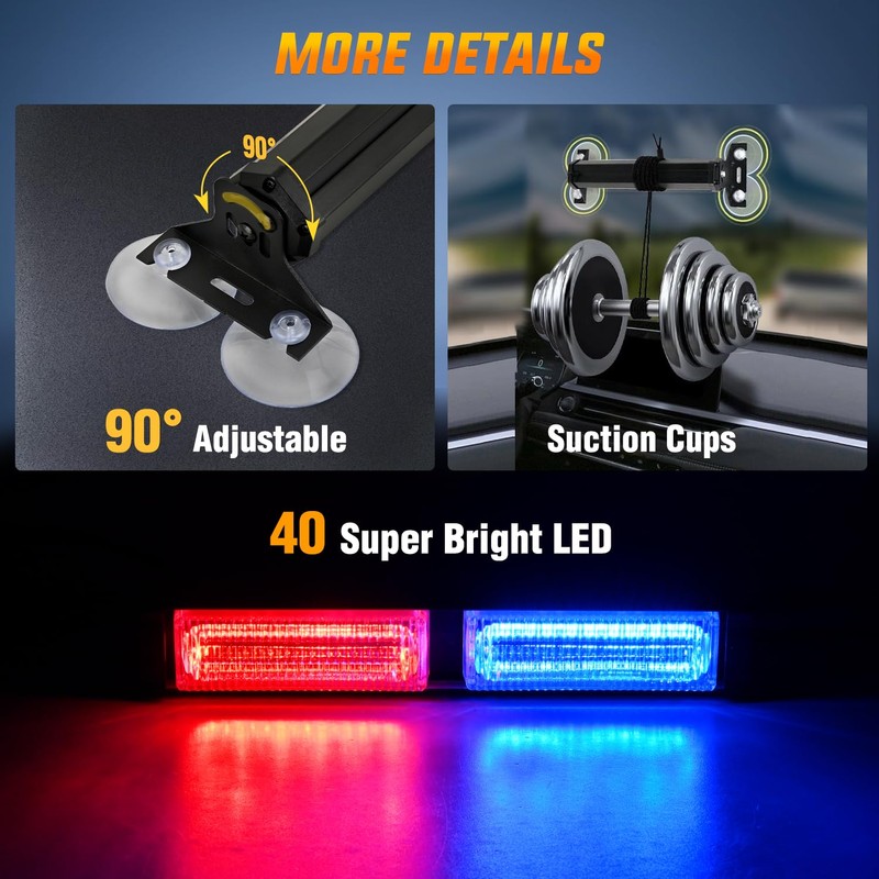 Nilight 40LED Blue Red Emergency Strobe Traffic Advisor Light Bar