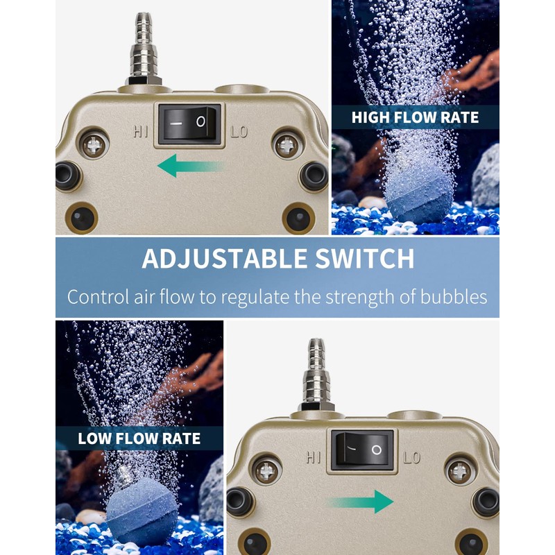 Pawfly 254 GPH Aquarium Air Pump Adjustable Quiet Oxygen Aerator