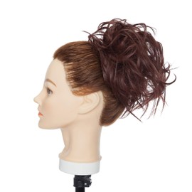 Hairro Messy Bun Hair Piece Fluffy Tousled Hair Bun Extension Synthetic Scrunchy Updo Hairpieces Scrunchies Wavy Up Do Donut Stretchy Elastic Wrap On Chignons For Women 45g #33 Dark auburn