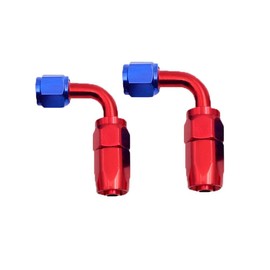CENPEK 2 Pack 6AN Swivel Hose End Fitting 90 Degree for Braided CPE Fuel Hose Blue Red