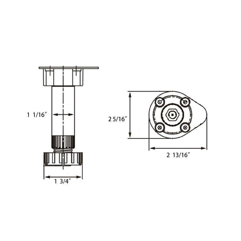 Dowell 4 Pack Heavy-Duty Leveling Feet 4-9/16" to 5-7/8" Adjustable