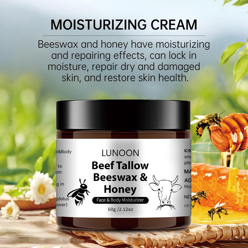 Beef Tallow for Face Cream, Tallow and Honey Balm for