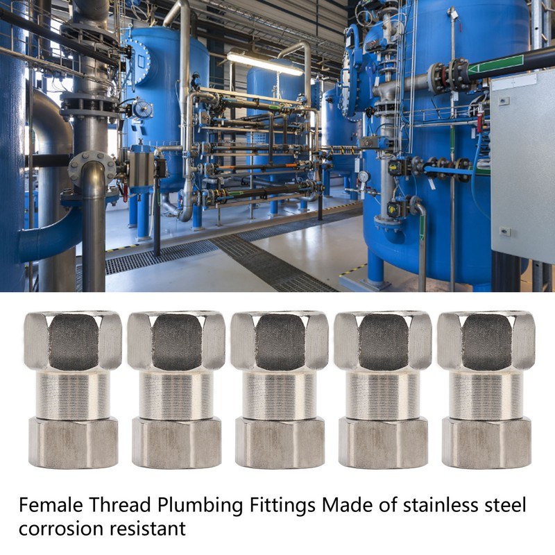 5PCS Plumbing Fittings Stainless Steel Female Thread Pipe Adapter Fittings