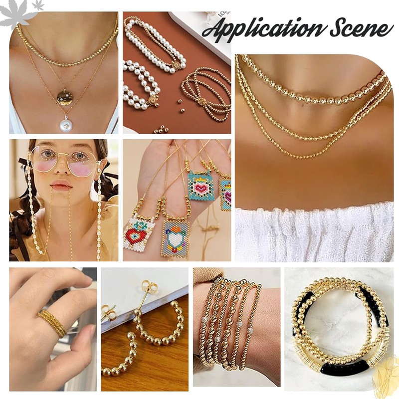 PH PandaHall 300pcs 18K Gold Spacer Beads 4mm Seamless Smooth