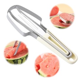 Dulyork Watermelon Cutter Slicer,2024 Upgraded 3-In-1 Watermelon Cutter Slicer Tool,Stainless Steel Watermelon Cutter With Fork,Watermelon Slicer Cutter Quickly Fruit Forks Slicer(Beige)