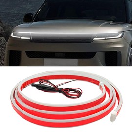 UHANBUT 71 Inch Exterior Car LED Hood Light Strip, Flexible Waterproof Dynamic Scan Start Up Hoodbeam Lights, Universal 12V Bright Daytime Running Light Strip for Cars, SUVs, Trucks (White)