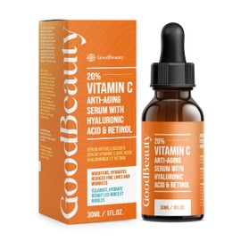 GoodBeauty 20% Vitamin C Face Serum, Aloe Vera Facial Serum with Hyaluronic Acid, Aloe Vera, Vitamin C Serum For Face - Made in Canada - 30 mL