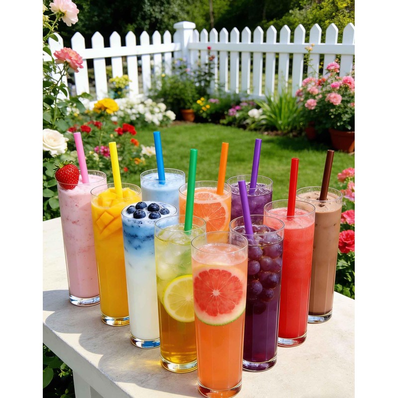 Xyedyaup 100pcs Colourful Straws Long 210 Mm X 6 Mm