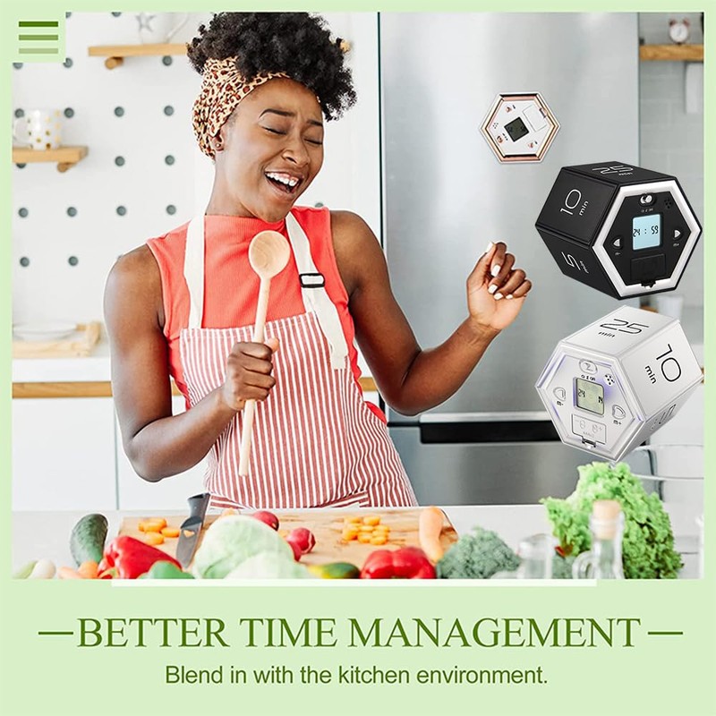 CIADAZ Hexagon Digital Clock Timer Magnetic Cubes Timer Kitchen Hexagon
