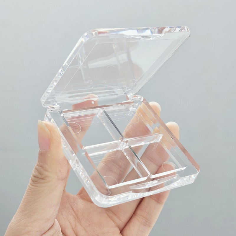 Globalon Clear 4-Pan Eyeshadow Lip Palette Empty Palette Case Compact