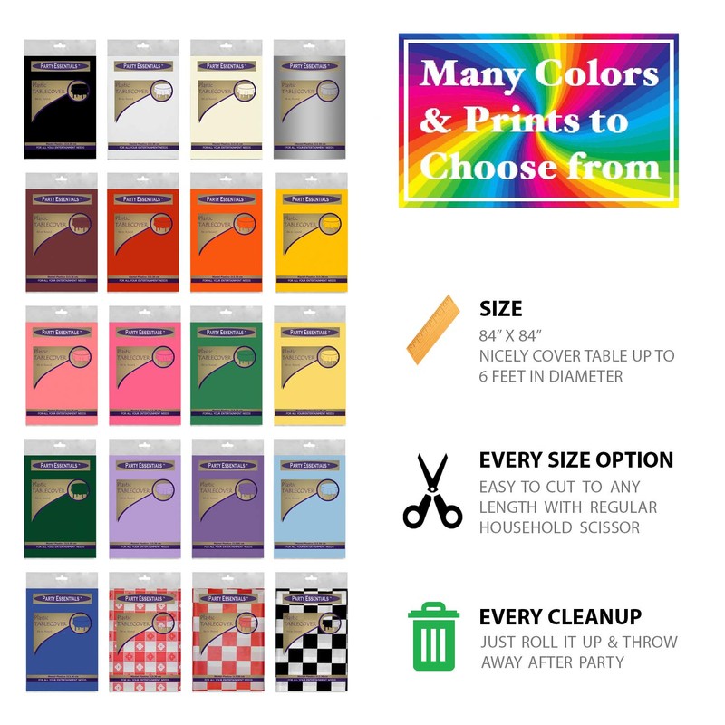 Party Essentials Heavy Duty 84" Round Plastic Table Cover Available