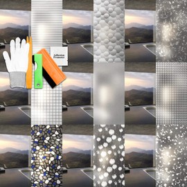 Free Tool Kit EZAUTOWRAP Square Checker Frosted Glass Peel and Stick Window Film Home Bedroom Bathroom Privacy Waterproof Sticker Decal - 36"X240" (3FT X 20FT)