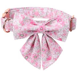 Lionet Paws Design Dogs Collar Cute Flower Sailor Bow Dog Collars for Girl Female Small Medium Dogs with Spring Floral M