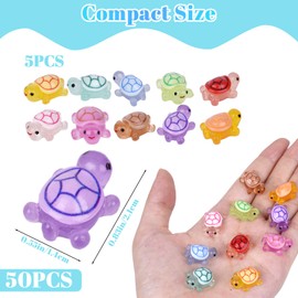 50PCS Mini Turtles Luminous Mini Resin Animals Sea Resin Turtle Figurines, Plastic Ocean Tiny Turtles to Hide, Glow in the Dark Plastic Tortoises for Micro Landscape Little Garden Decor Party Gifts