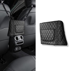 Kutyun Car Net Pocket Handbag Holder, Large Capacity Leather Organizers and Storage Purse Holder for Car Between Seats, Universal Automotive Consoles & Backseat Organizer for Most Cars