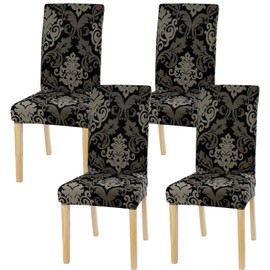 LONENESSL Stretch Chair Covers, Set of 4 Dining Chair Slipcovers, Spandex Removable Chair Protector Washable Elastic Seat Covers for Dinner Room Wedding Restaurant Party Decoration. (4, Baroque)