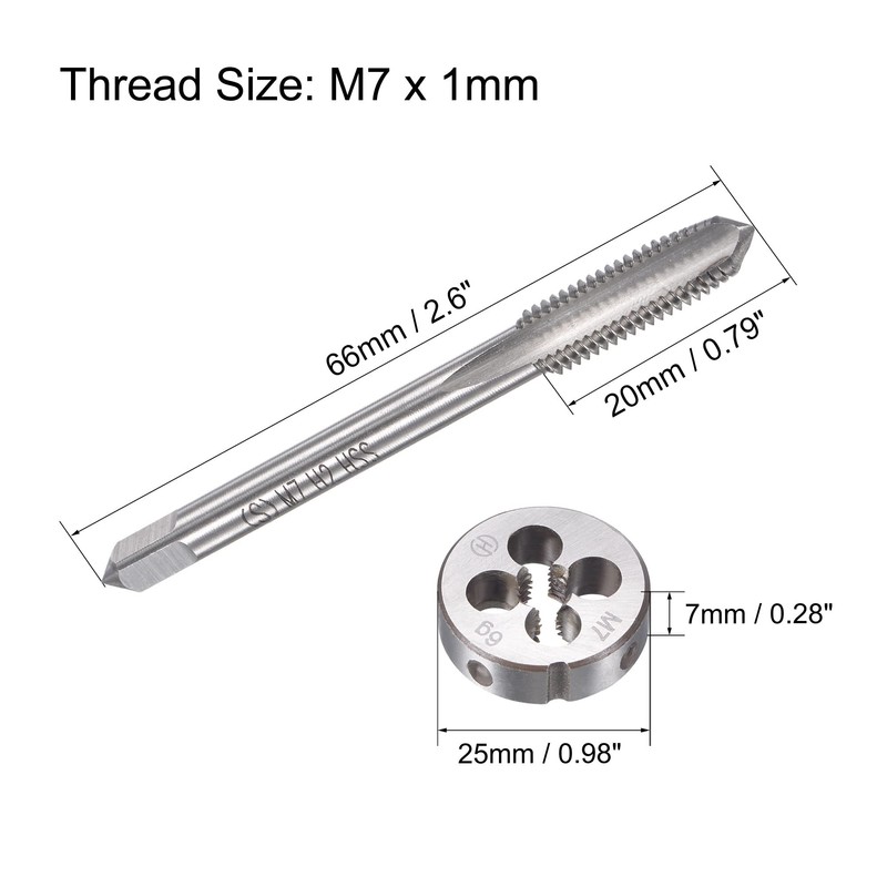 sourcing map M7 x 1mm Metric Tap and Die Set,