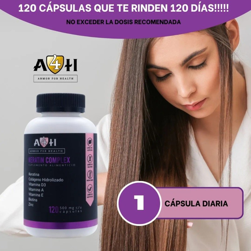 Suplemento Keratina Colageno Biotina Vitamina D3 120 Cap A4h