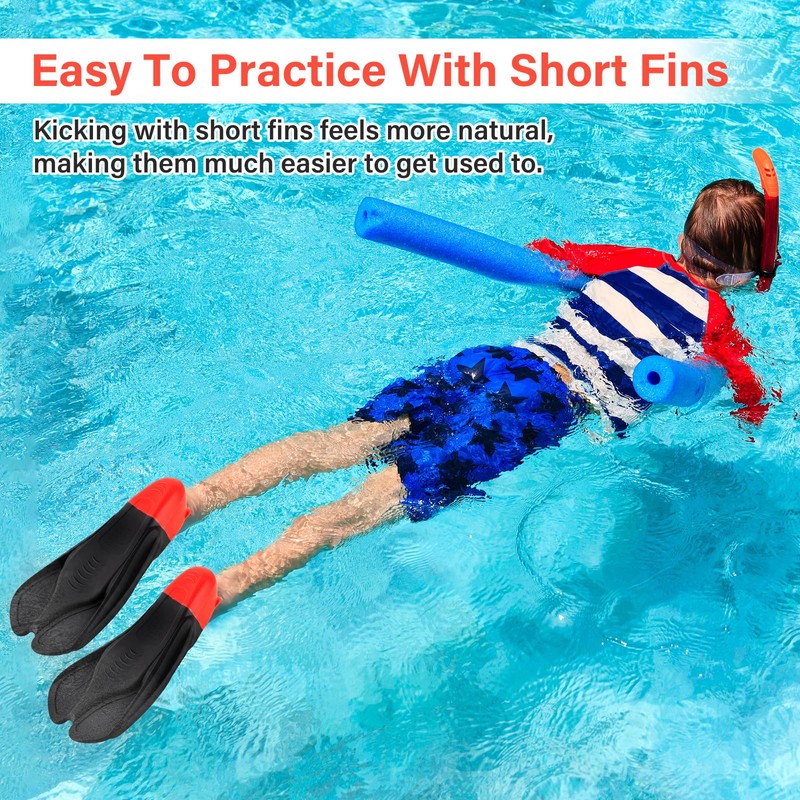 Fanwill Short Blade Swim Fins ,Training Flippers for Kids, Youth