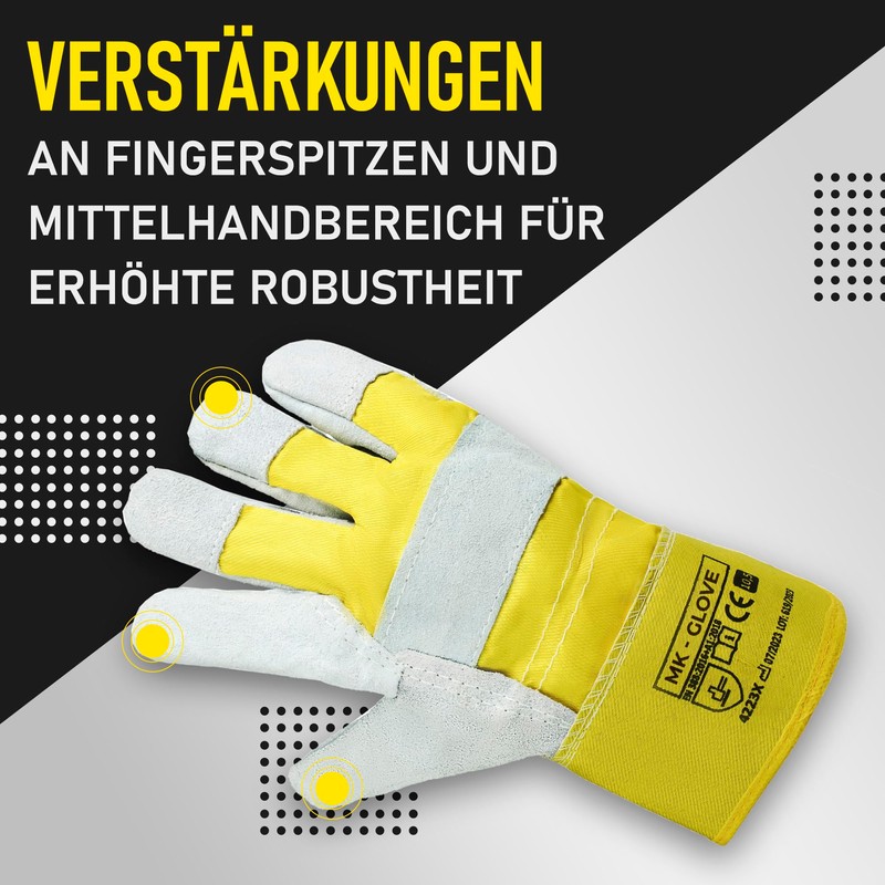 MK-Glove Robust Work Gloves Leather Men - Gardening Gloves with
