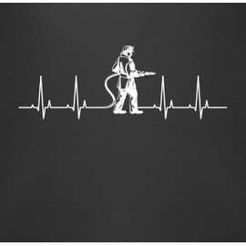 Shirtracer Baby Body langarm Mädchen Junge - Feuerwehrmann Herzschlag Feuerwehr EKG Herzlinie I Freiwillige Feuerwehr Geschenke für Feuerwehrmänner I Jugendfeuerwehr Weihnachtsgeschenke - 6/12 Monate