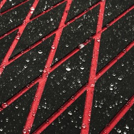 ICOOP Boat Flooring EVA Foam Decking Sheet Black and Red 47.2x15.8 Diamond Pattern Sea Deck Self Adhesive Carpet for Boats Waterproof Vinyl Marine Flooring for Pontoon Boat Floor Mat Hydroturf Sheet