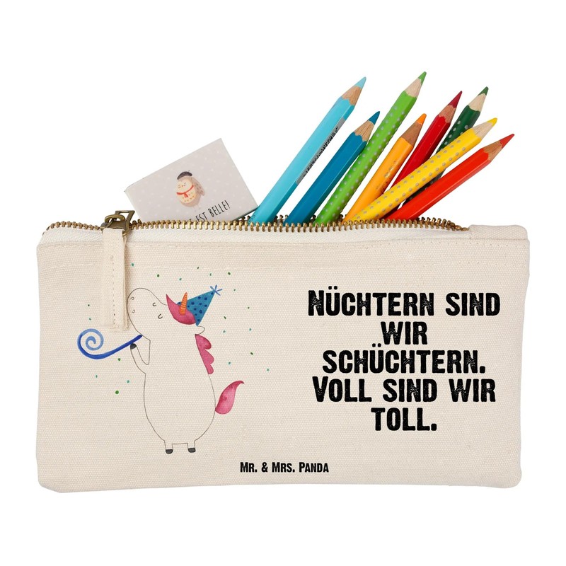 Mr. & Mrs. Panda Unicorn Party Makeup Bag, White, Hand