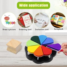 Sgphrzlt 8 Colors Petal Shape Stamp Pads, Removable Washable Craft Ink Pads for Stamping Rubber Stamps, Embossing Finger Print Ink Pads for Card Making DIY Scrapbook Painting Diary (1005)