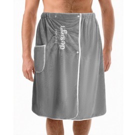 IETWATE Coral Velvet Wrap Bath Towels Large, Quick Dry Sauna Bath Towel with Pocket, Adjustable Wrap Bath Sheets, Soft Strong Absorption Bathroom Towels for Men Spa Grey 65 x 140 cm
