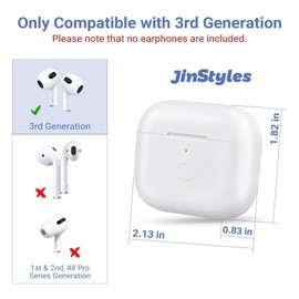 Jinstyles Wireless Charging Case Replacement Only Compatible with AirPods 3rd Generation, Air Pod 3rd Generation Charging Case Replacement with Bluetooth Pairing Sync Button, White