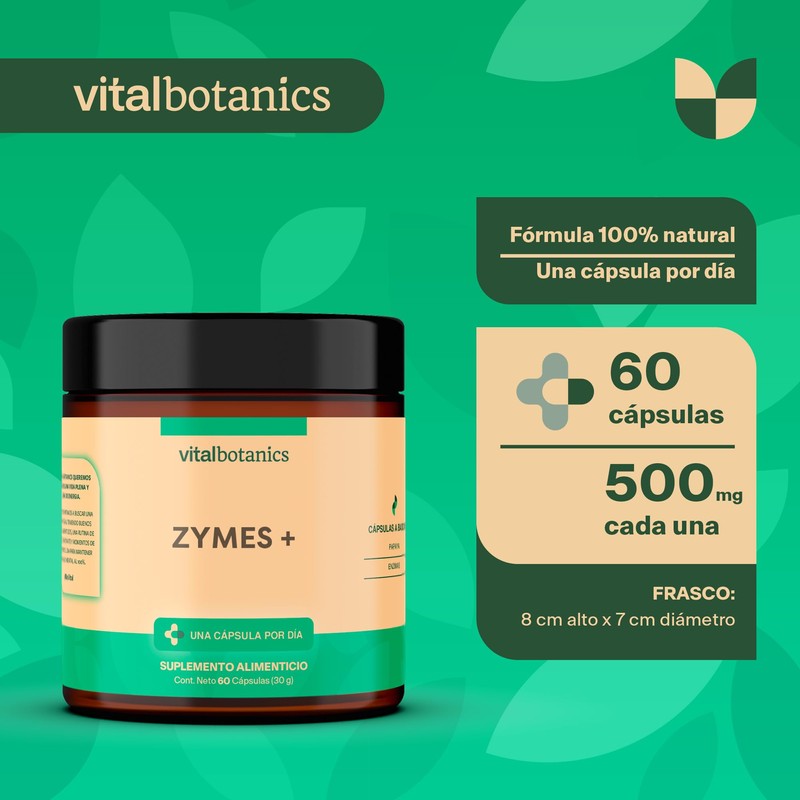 Enzimas Digestivas con Papaya, mezcla de enzimas como Papaína, Bromelina,